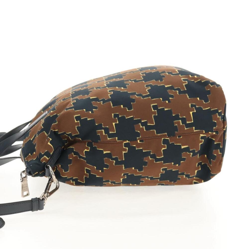 PRADA Hand Bag Nylon 2way Brown Silver Auth 148372 - Picture 3 of 16